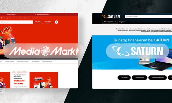 coma Kundenprojekt MediaMarkt Saturn Teaser Screenshots beider Markenwebsites nebeneinander